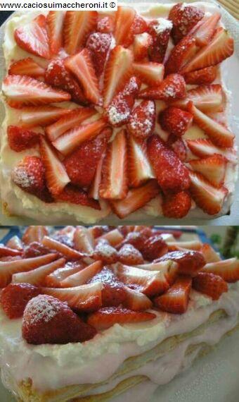 Hojaldre con fresas y nata
